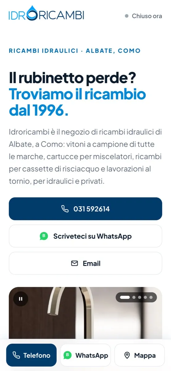 Idroricambi Como · mobile view